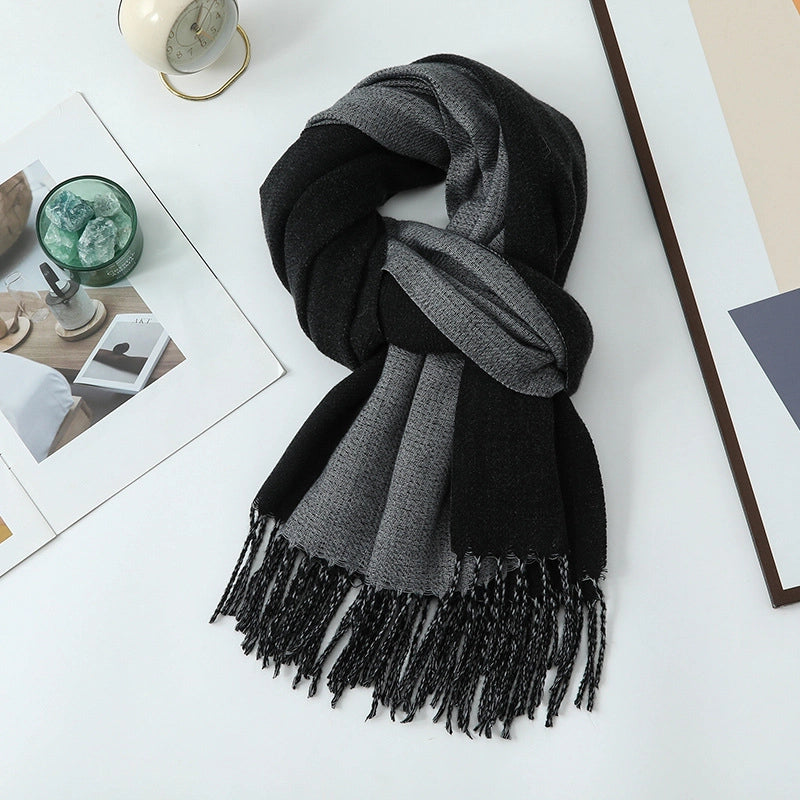 Cashmere Scarf Women's Winter Hot Imitation Cashmere Scarf Men's Shawl  Thickened Double-sided Wool Scarf