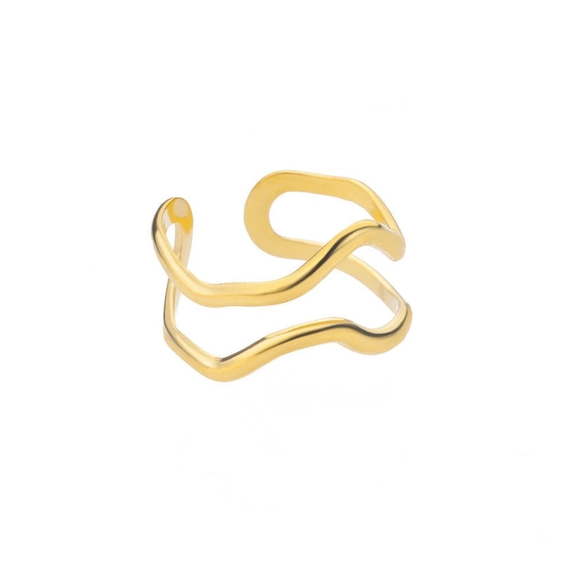 Minimalist Geometric Round Heart Shape 304 Stainless Steel 18K Gold Plated Plating Open Rings