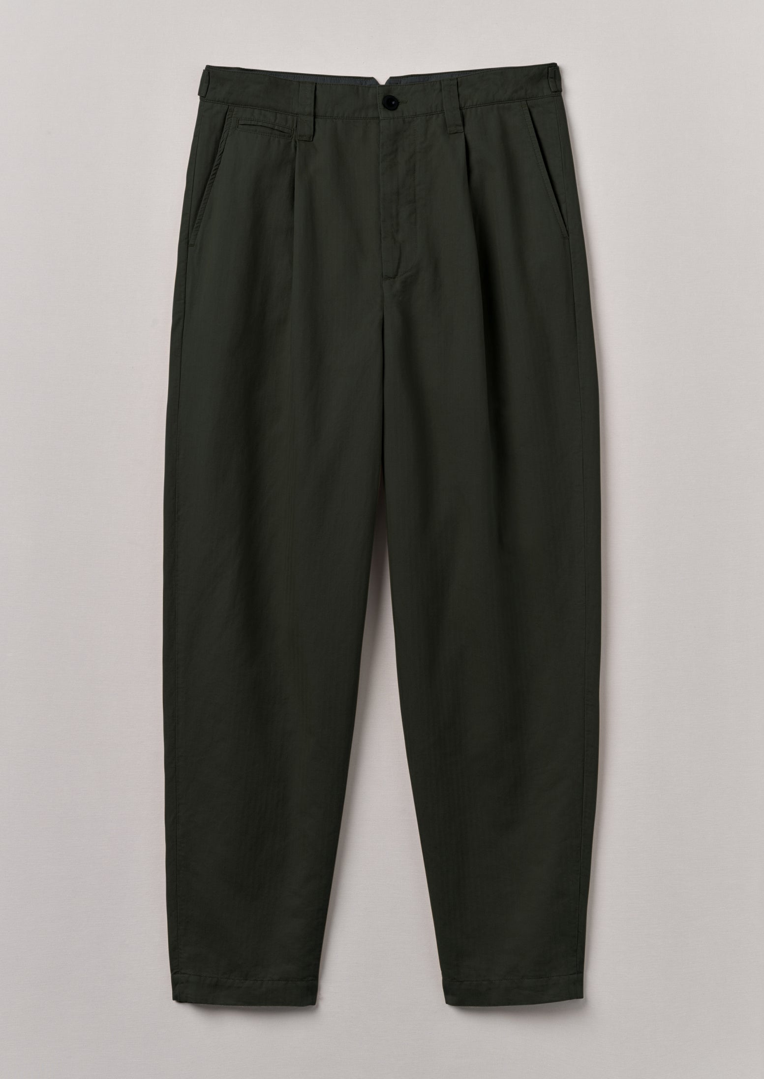 Duncan Cotton Hemp Herringbone Trousers | Forest Green