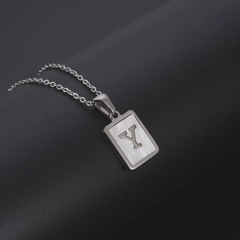Minimalist Letter Rectangle 304 Stainless Steel Titanium Steel Shell 18K Gold Plated Plating Pendant Necklace
