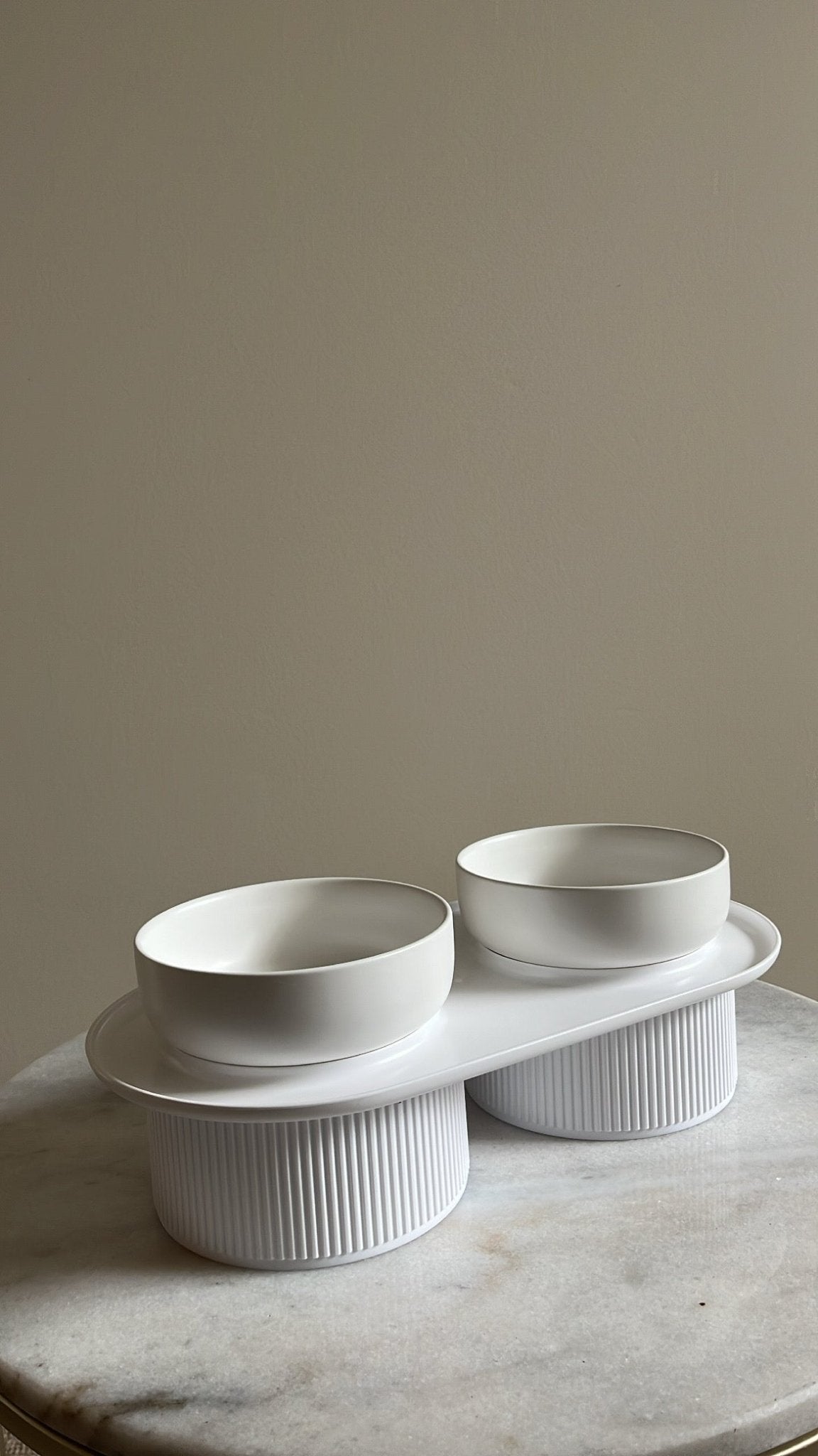 Pre Order - Ribbed Ceramic Double Pet Bowl 3pc Set - Emerald