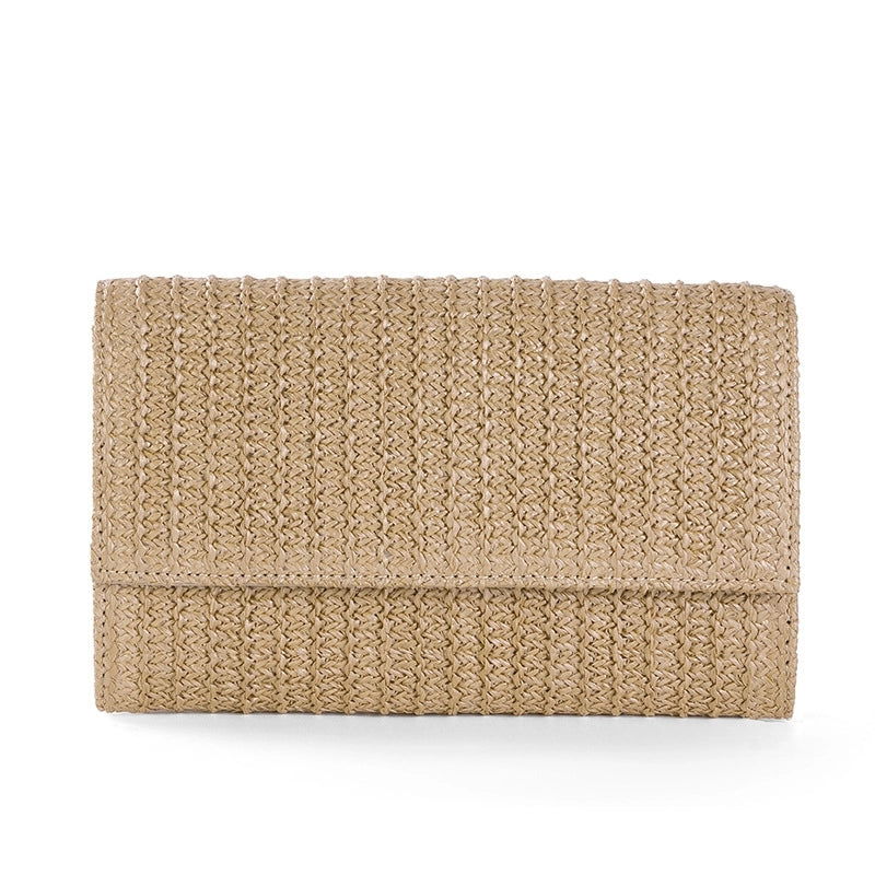 Women's Straw Solid Color Elegant Streetwear Square Flip Cover Clutch Bag