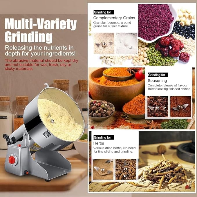 Electric Grain Grinder – High-Speed Stainless Steel Mill for Dry Spices, Grains, Coffee & More