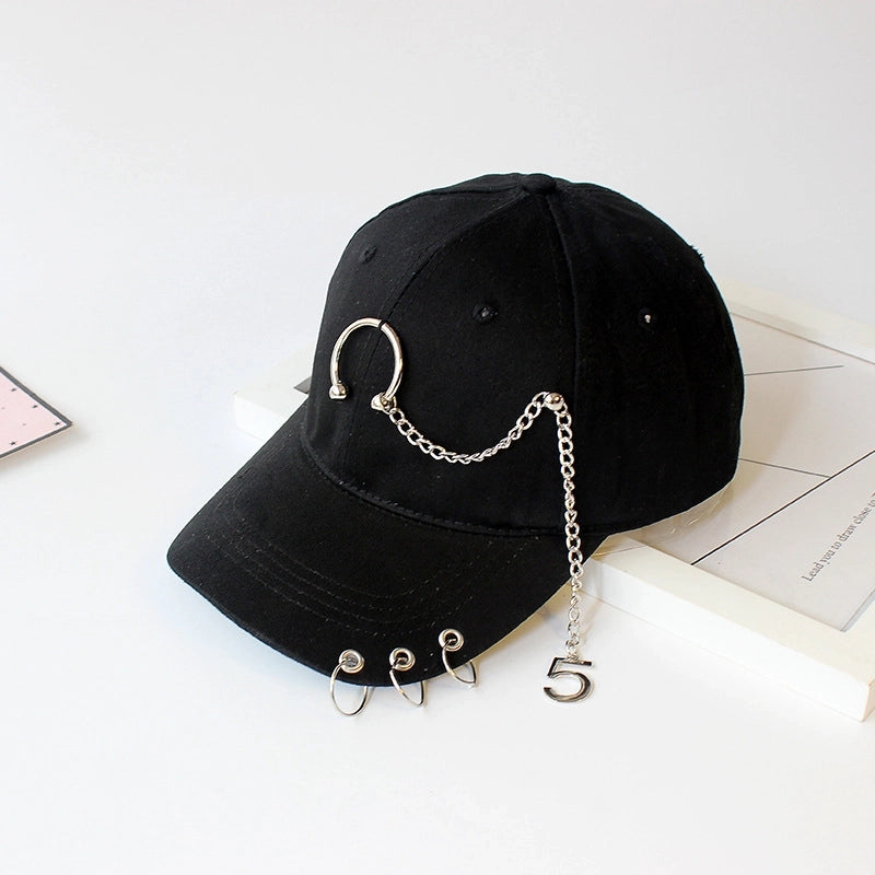 Hat Women's Korean Style Personality Chain Iron Ring Cap Student Children's Baseball Cap Spring And Summer Parent-Child Sunshade