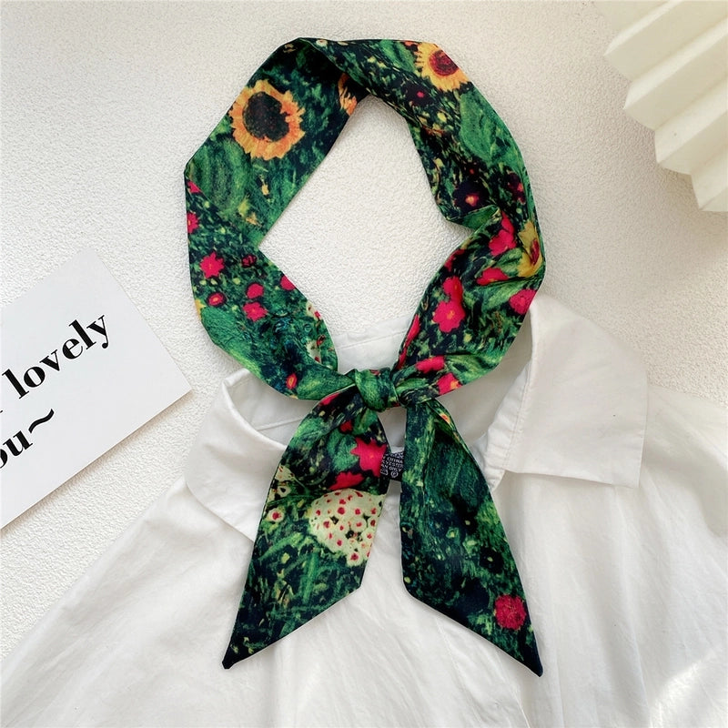 Women's Sweet Oil Painting Polyester Silk Scarves
