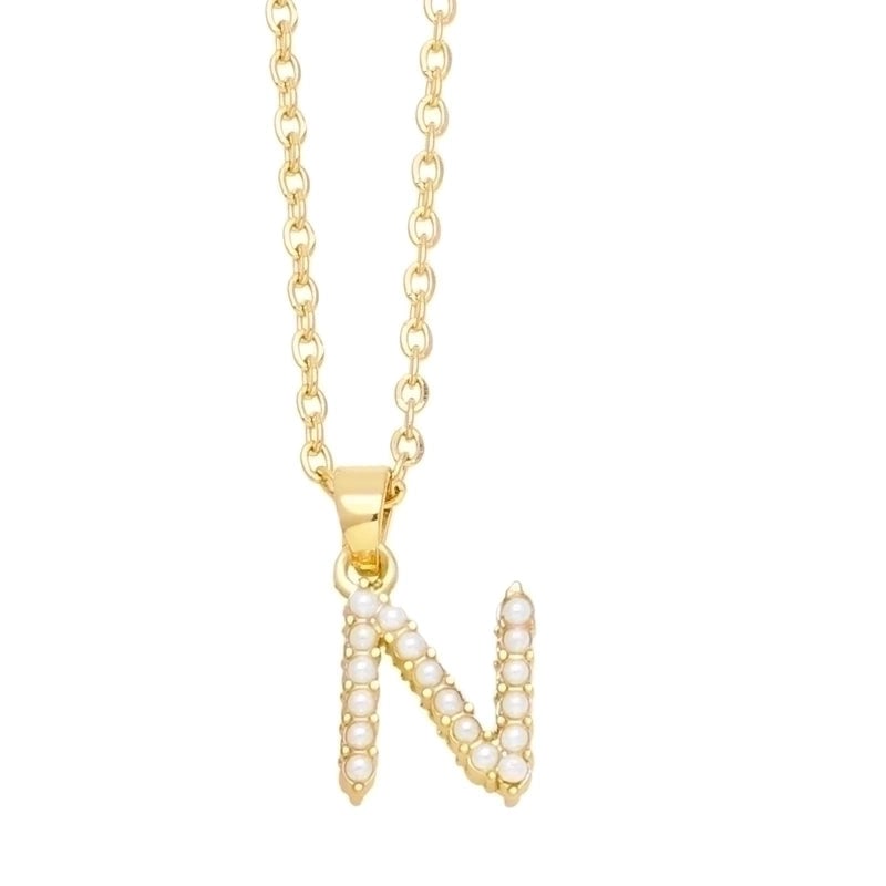 Minimalist Letter Copper Inlay Anti-pearl Necklace