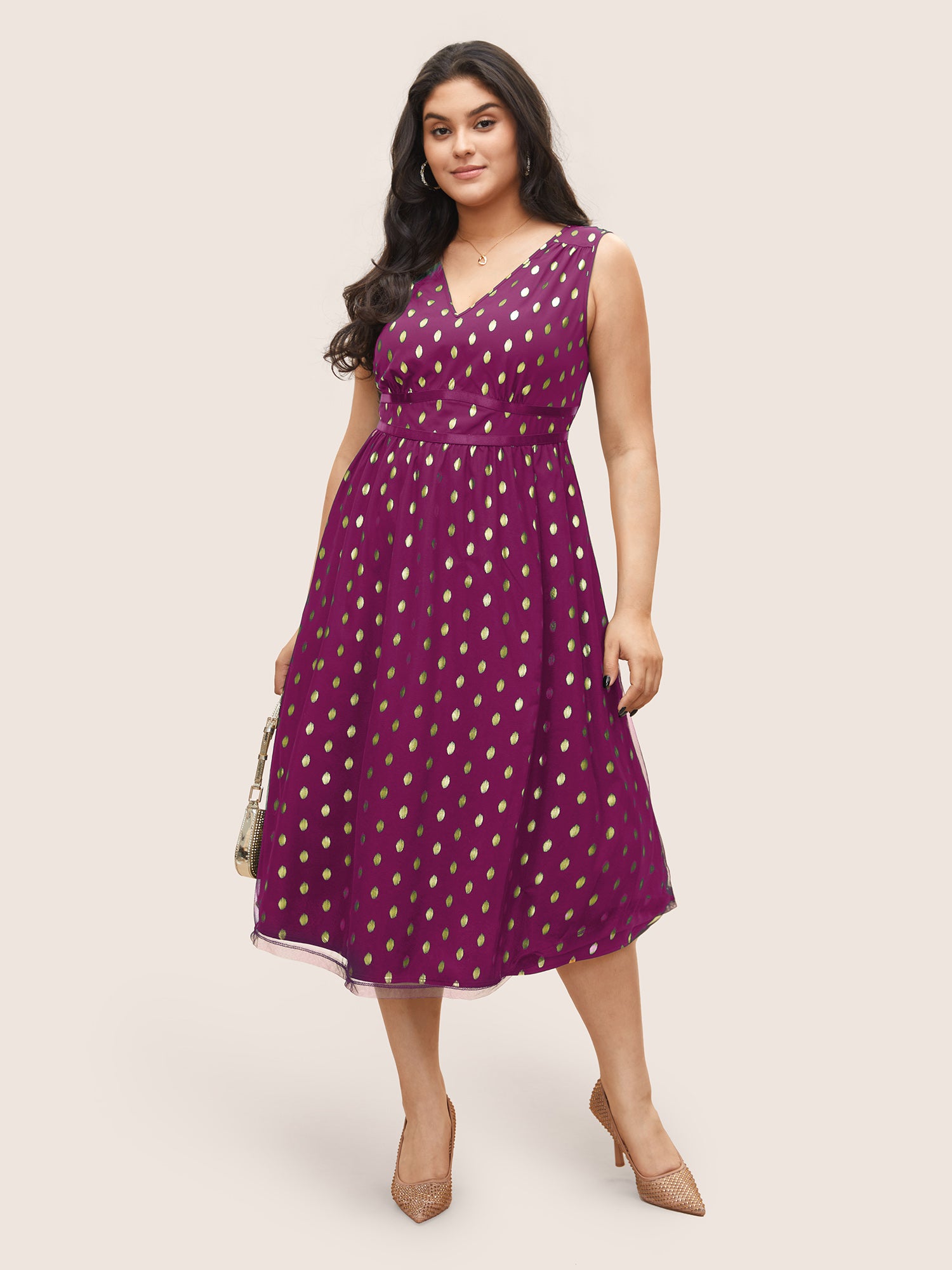 Glitter Polka Dot Pocket Patchwork Tank Dress