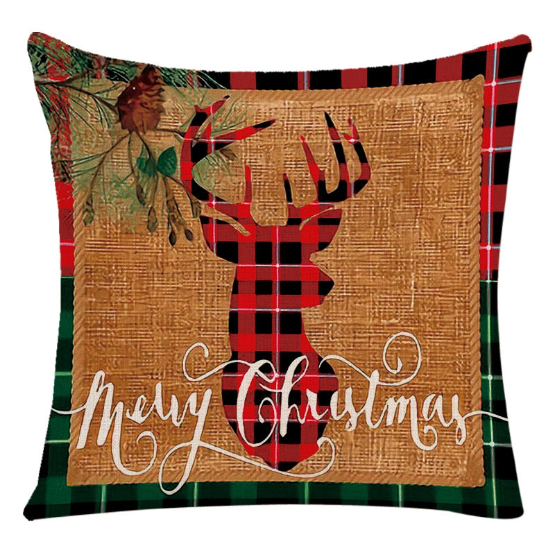 Cute Letter Snowman Elk Chemical Fiber Pillow Cases