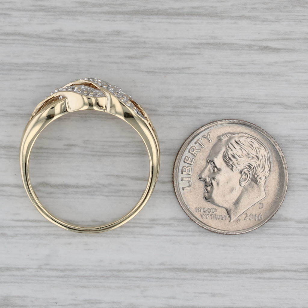 Scalloped Diamond Ring 10k Yellow Gold Size 8.25