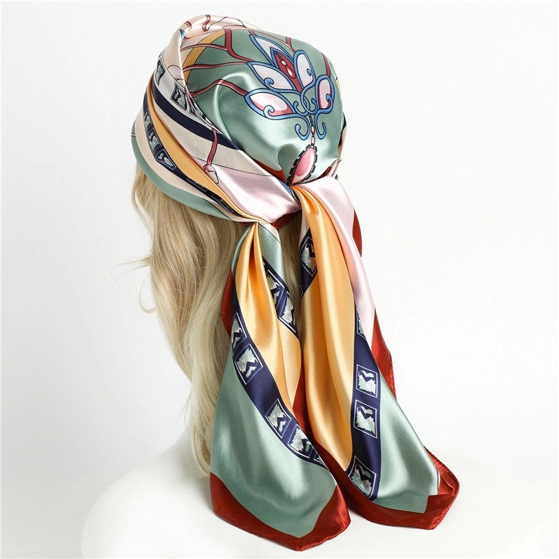 Women's Minimalist Printing Polyester Printing Silk Scarf