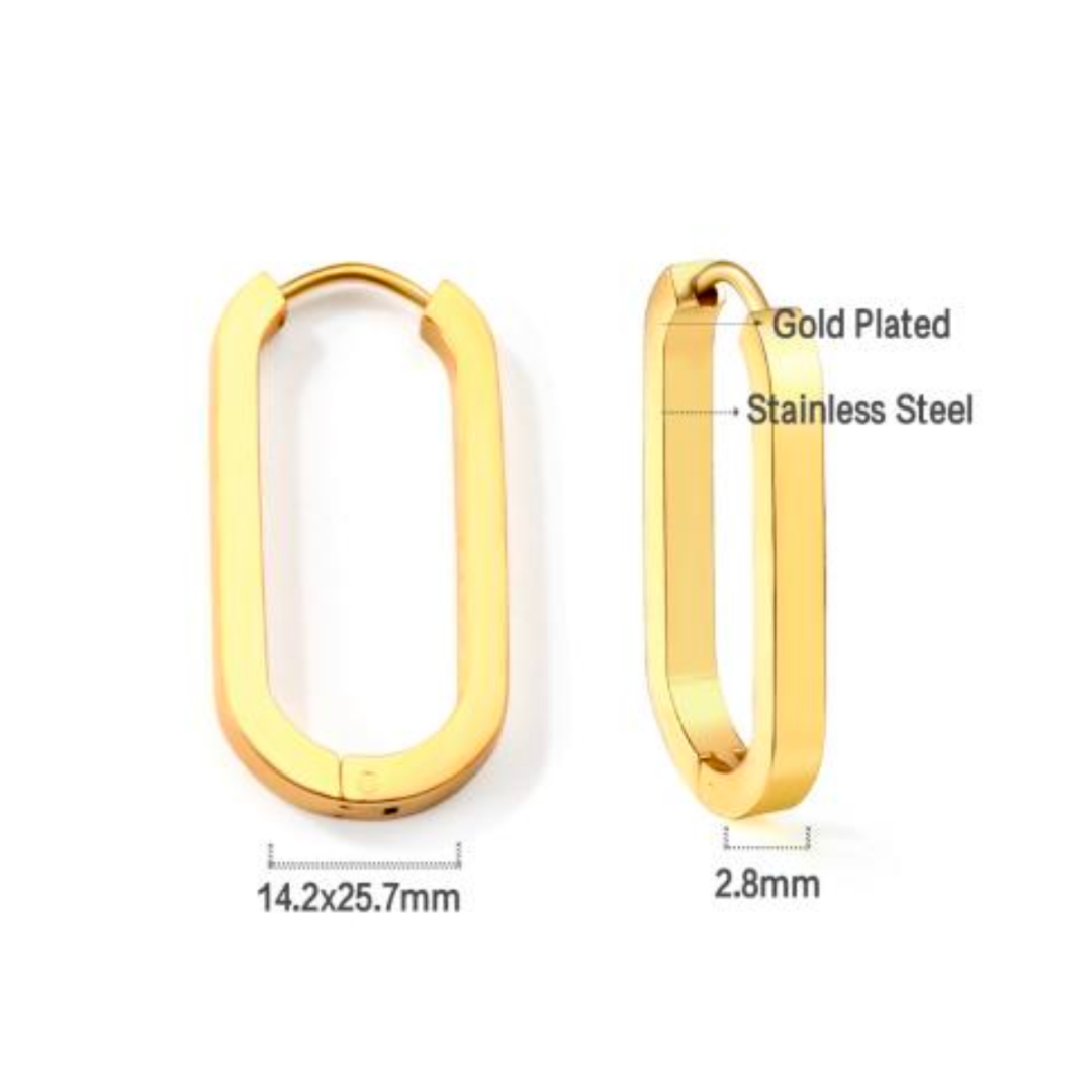 20mm Chunky oval hoops - Gold