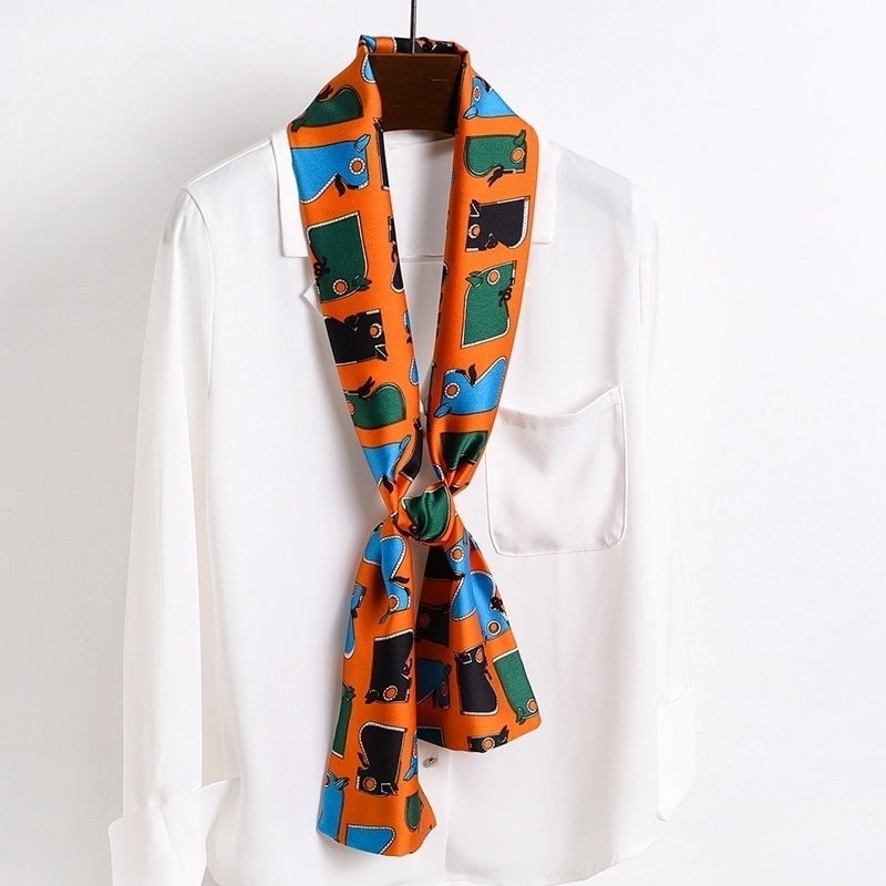 Women's Elegant Printing Satin Silk Scarf