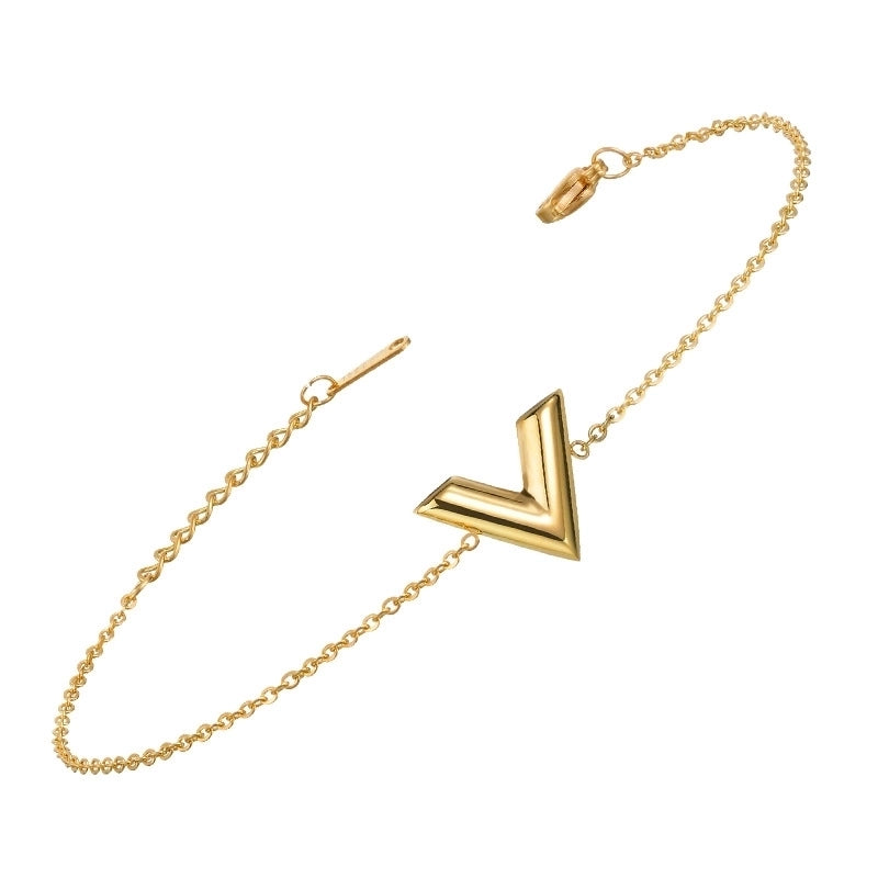 Fashion V Shape Stainless Steel Plating Bracelets Earrings Necklace