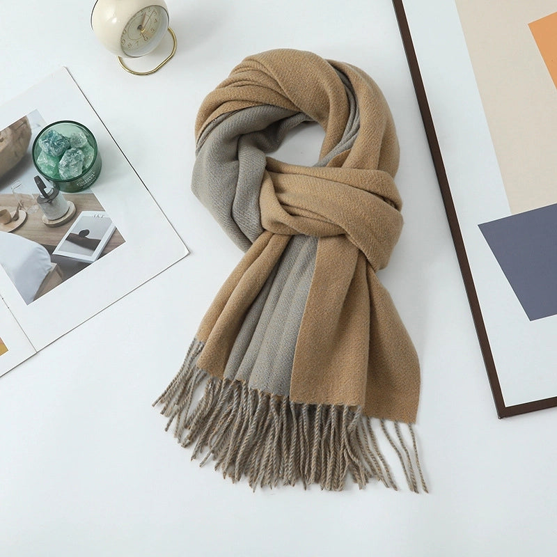 Cashmere Scarf Women's Winter Hot Imitation Cashmere Scarf Men's Shawl  Thickened Double-sided Wool Scarf