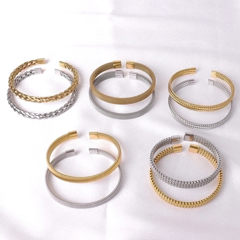 Casual Minimalist Solid Color Stainless Steel Plating Bangle