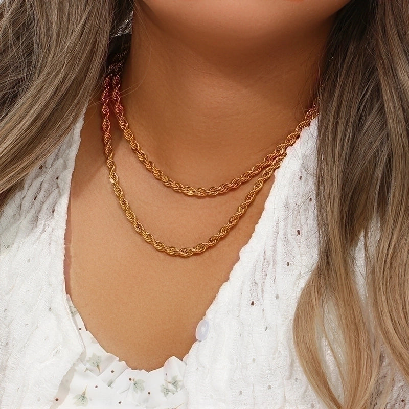 Vintage Style Geometric Solid Color Stainless Steel Titanium Steel Plating Necklace
