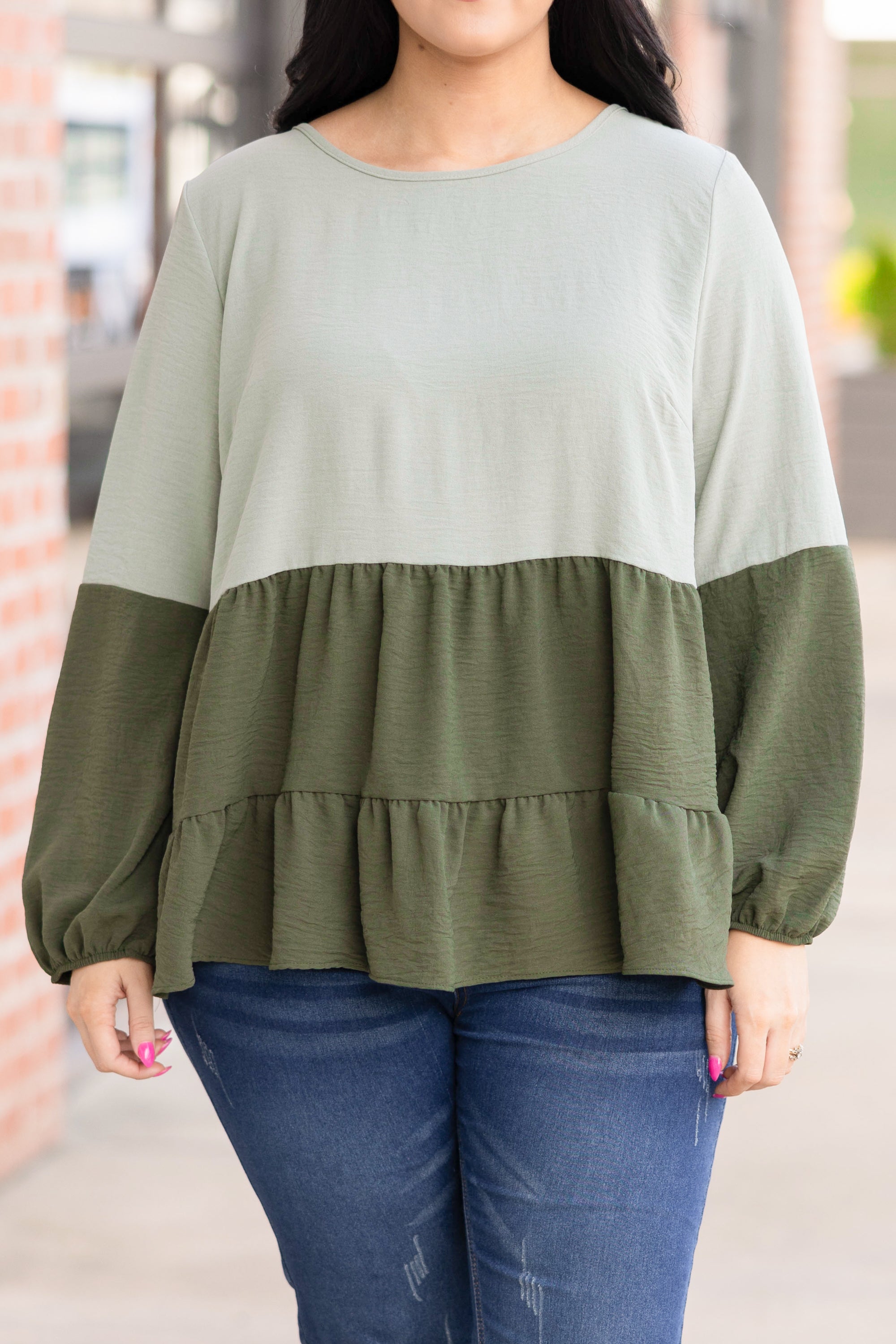 Whispers Of Joy Top. Sage