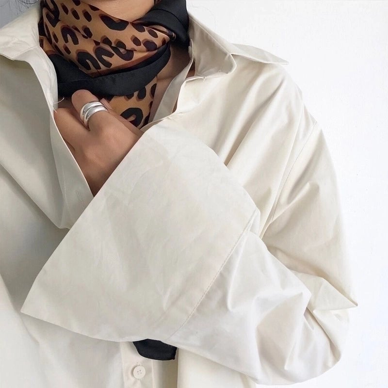 Women's Minimalist Streetwear Leopard Satin Printing Silk Scarf
