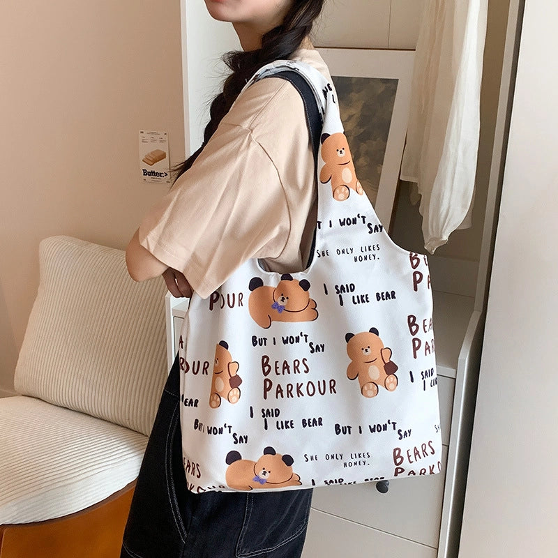 Women's Large Polyester Animal Letter Elegant Cute Streetwear Square Magnetic Buckle Tote Bag