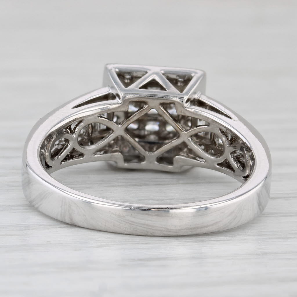 1.22ctw Princess Diamond Halo Engagement Ring 14k White Gold Size 10.5