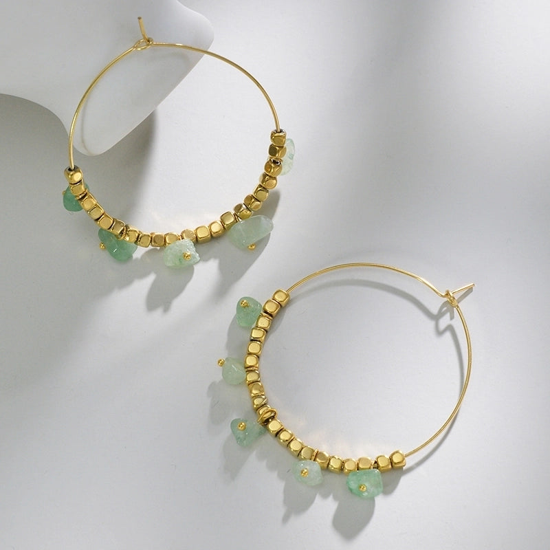 Sweet Solid Color Stainless Steel Earrings Beaded Plating Stainless Steel Earrings