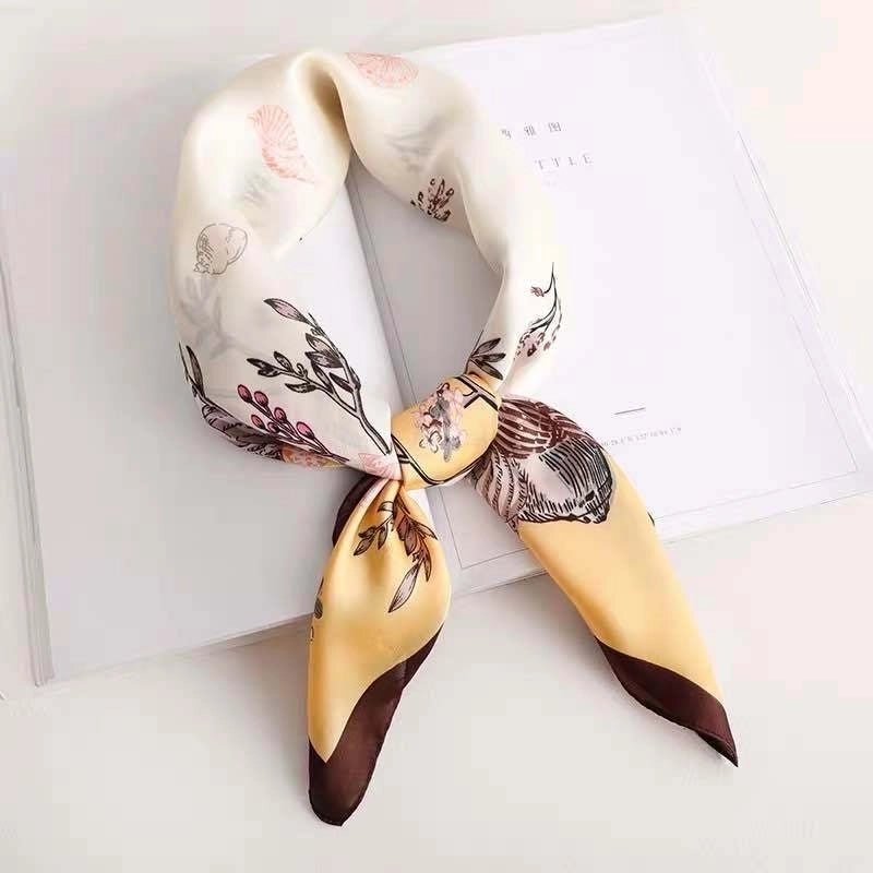 Women's Business Flower Satin Printing Silk Scarf