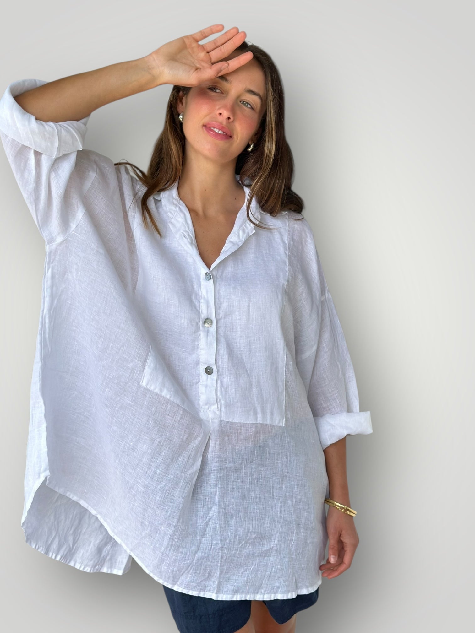megan shirt-white linen