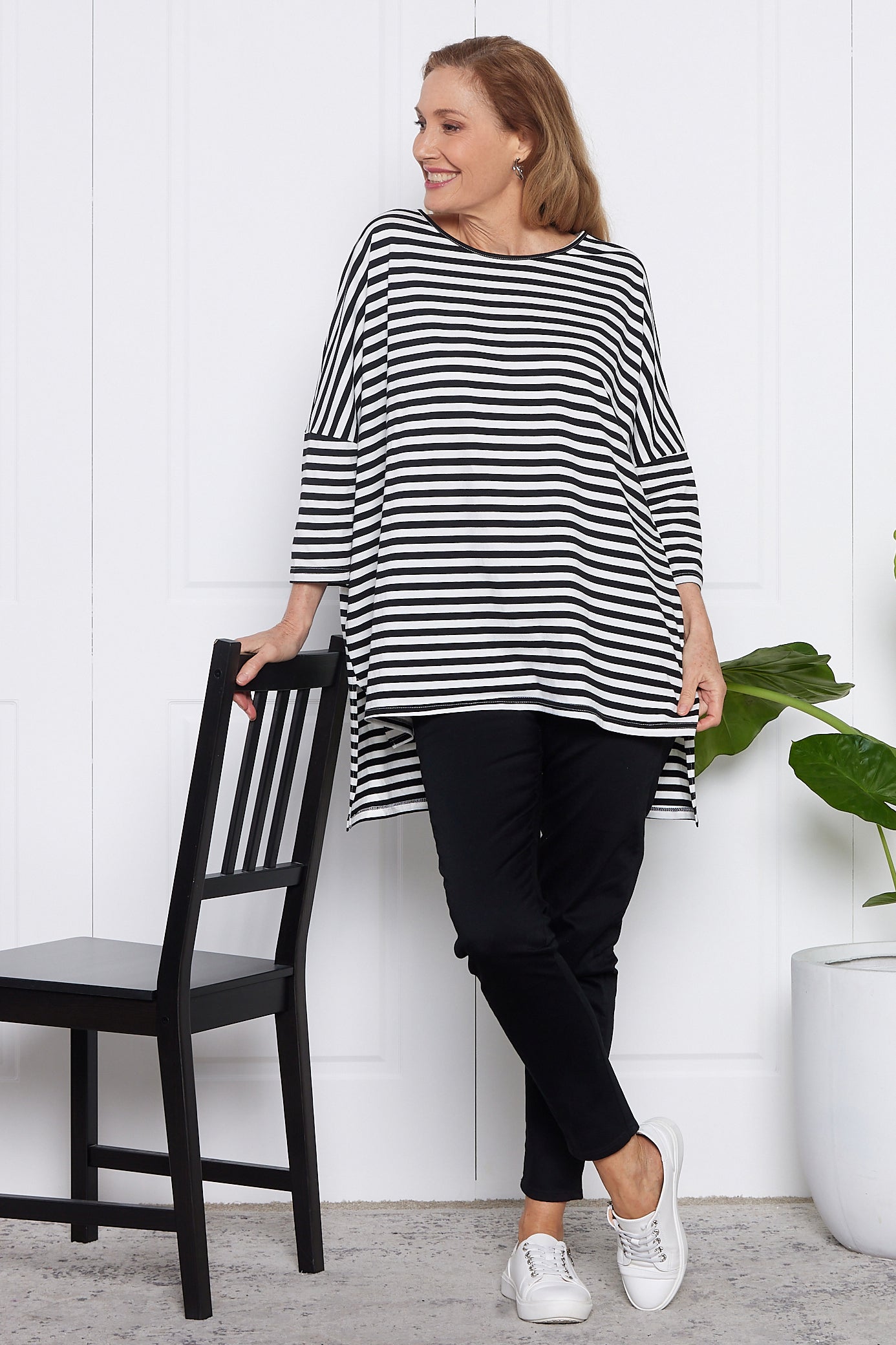 Lulah Top - Black/White Stripe