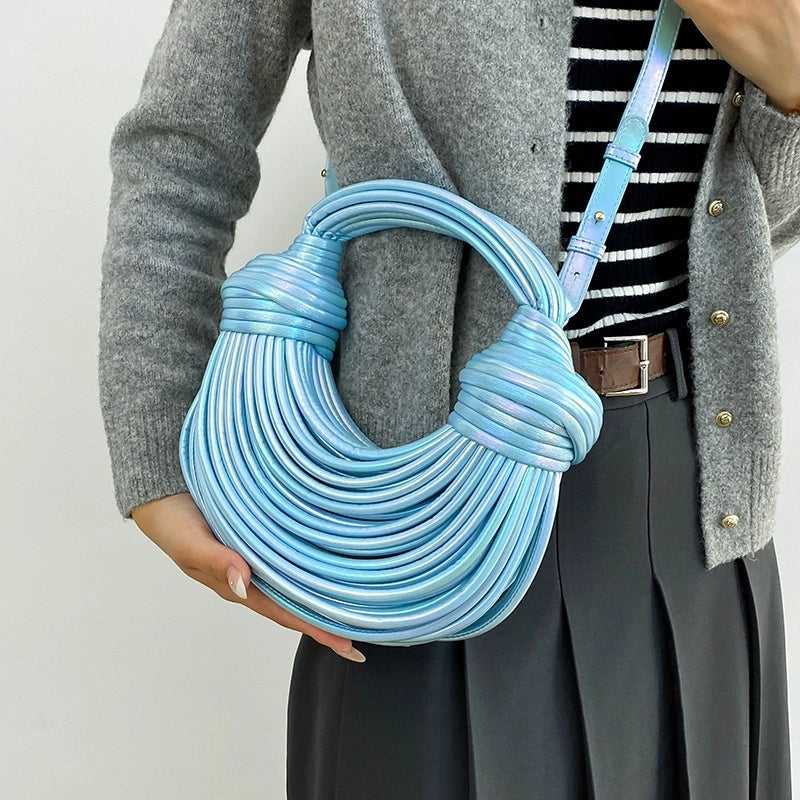 New Arrival Hand-Woven Pull-up Women's Bag Multi-Color Texture Shoulder Underarm Bag Messenger Bag