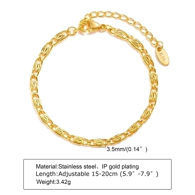 IG Style Casual Minimalist Geometric 201 Stainless Steel 18K Gold Plated Bracelets In Bulk