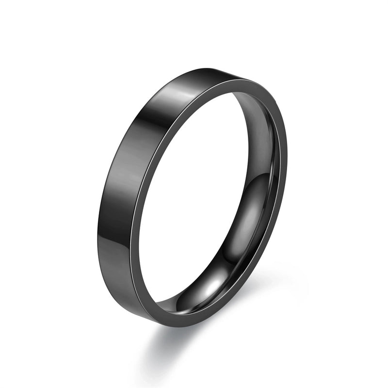 Exhibition Couple Ornament Japanese And Korean Simple 4mm Flat Stainless Steel Glossy Ring Titanium Steel Couple Ring Hand Jewelry Ornament