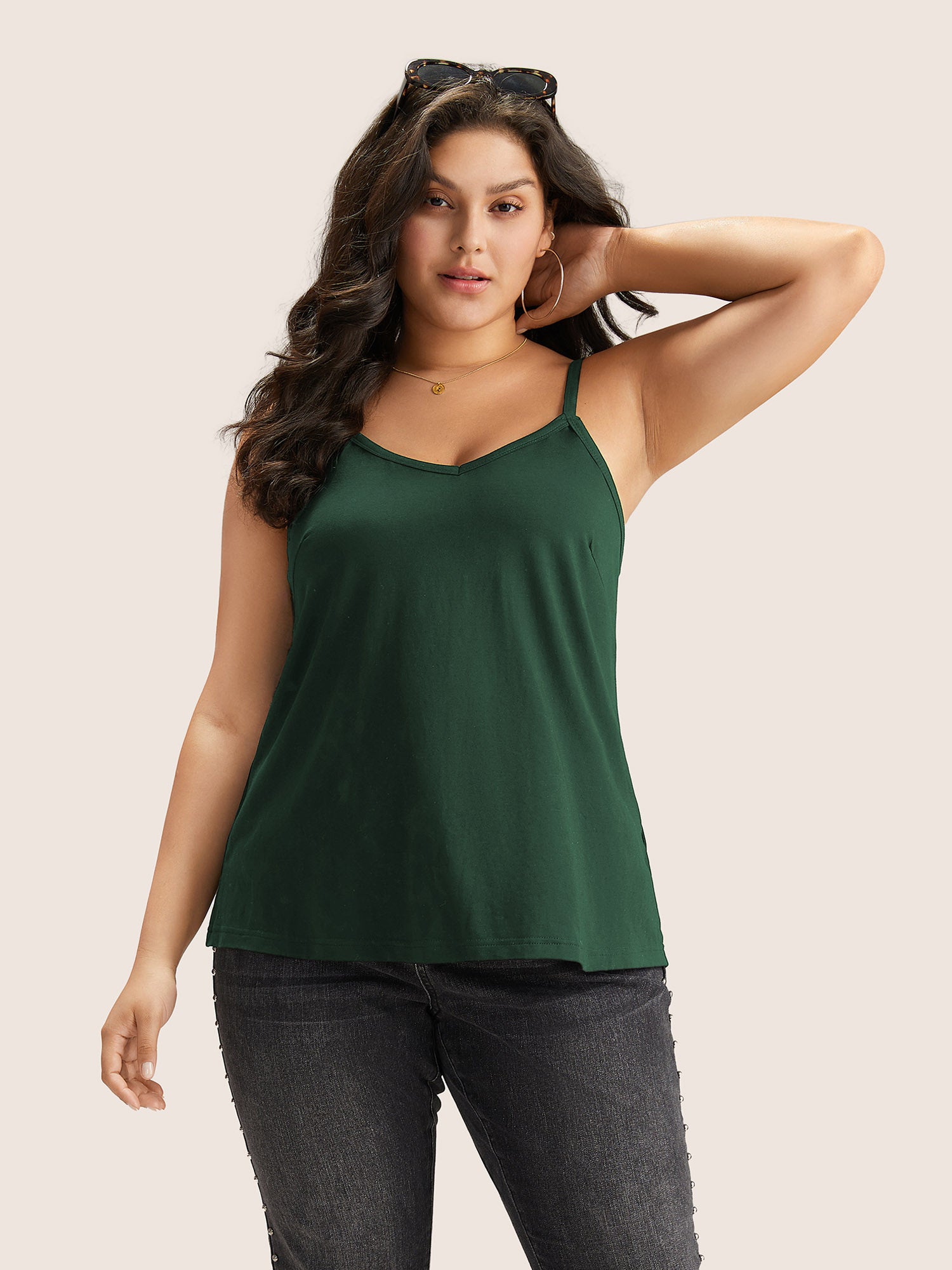 Cotton Plain Adjustable Straps Cami Top