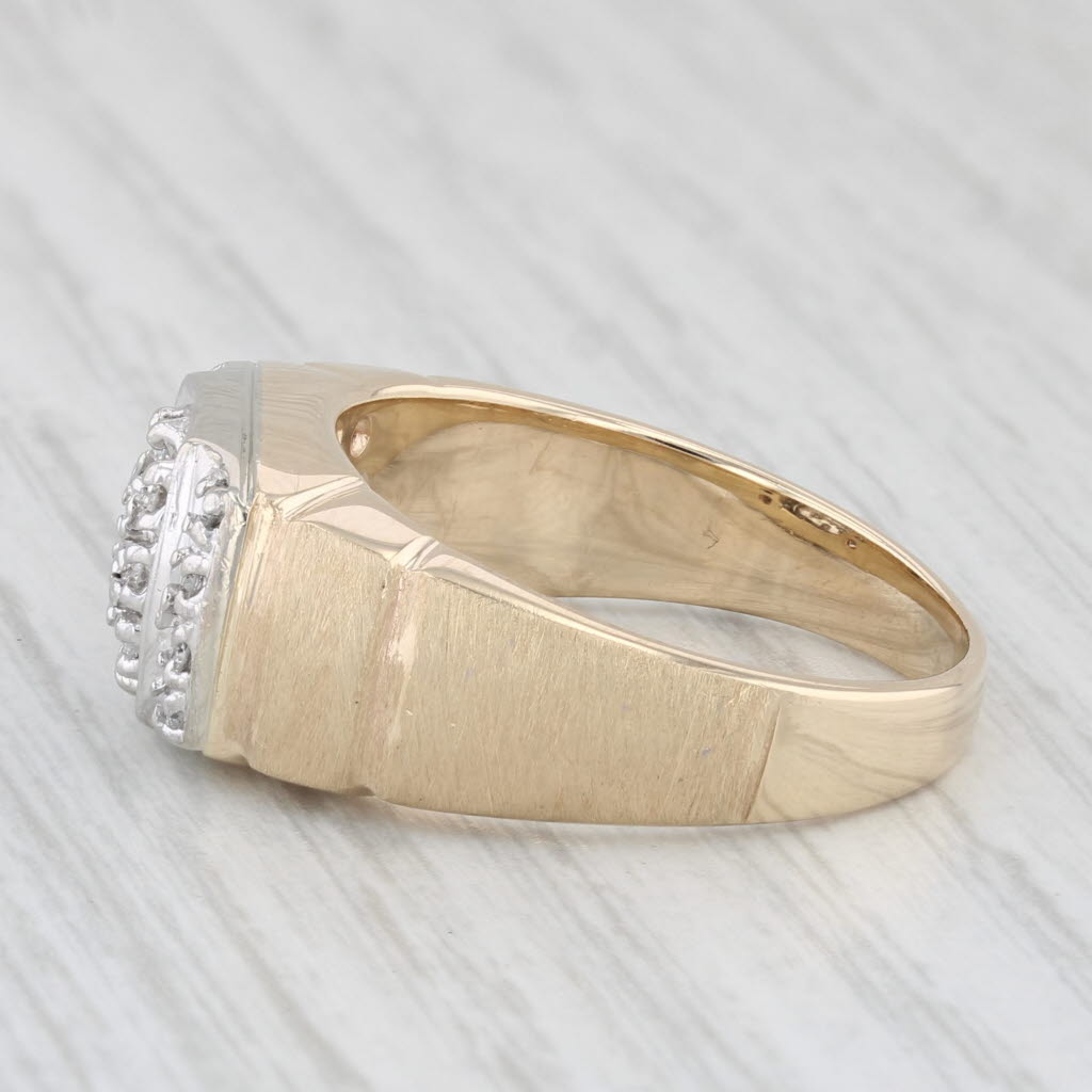 0.18ctw Diamond Cluster Ring 10k Yellow Gold Size 10 Men's