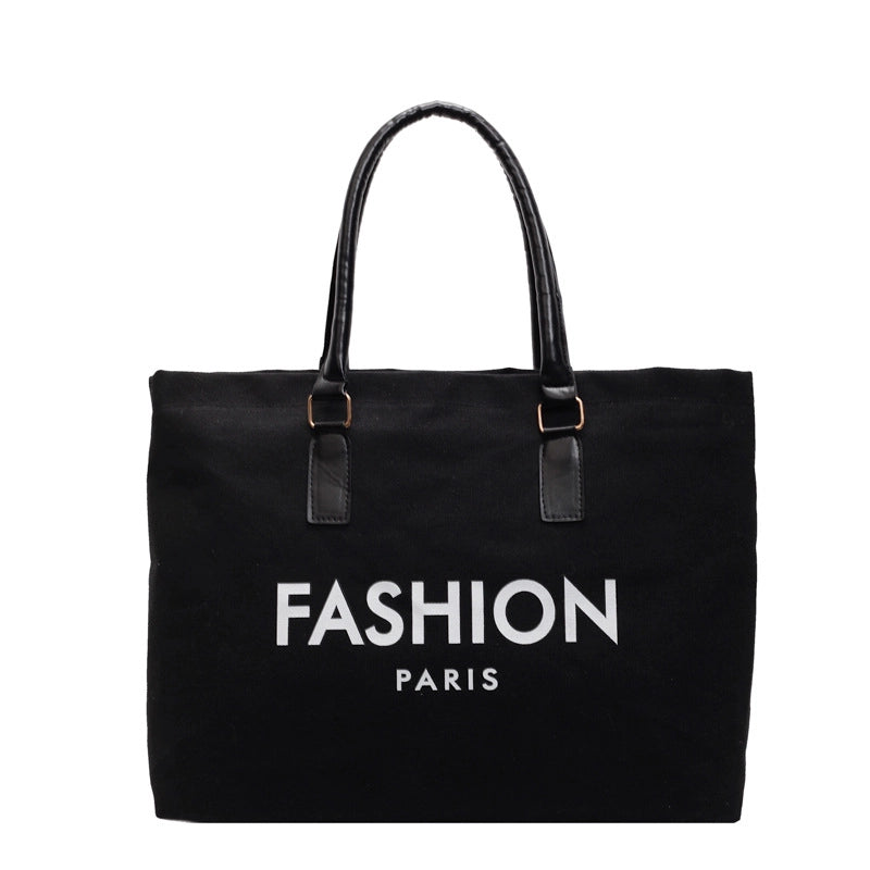 Women's Large Canvas Letter Classic Style Square Open Tote Bag