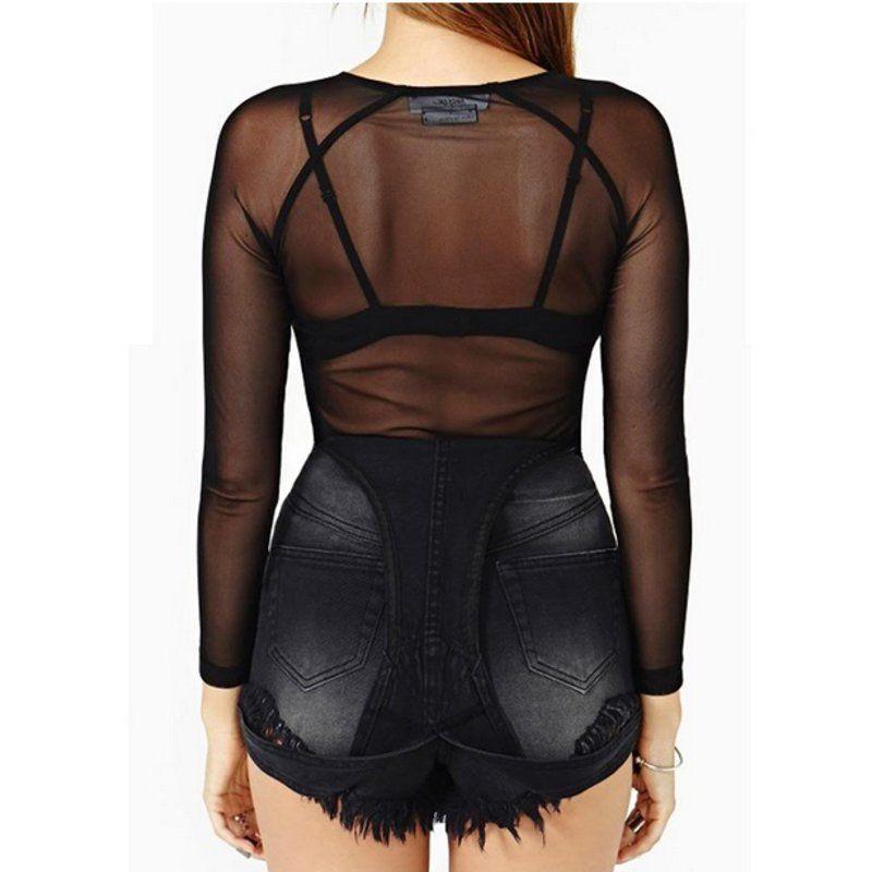 Long Sleeve Meshed Top