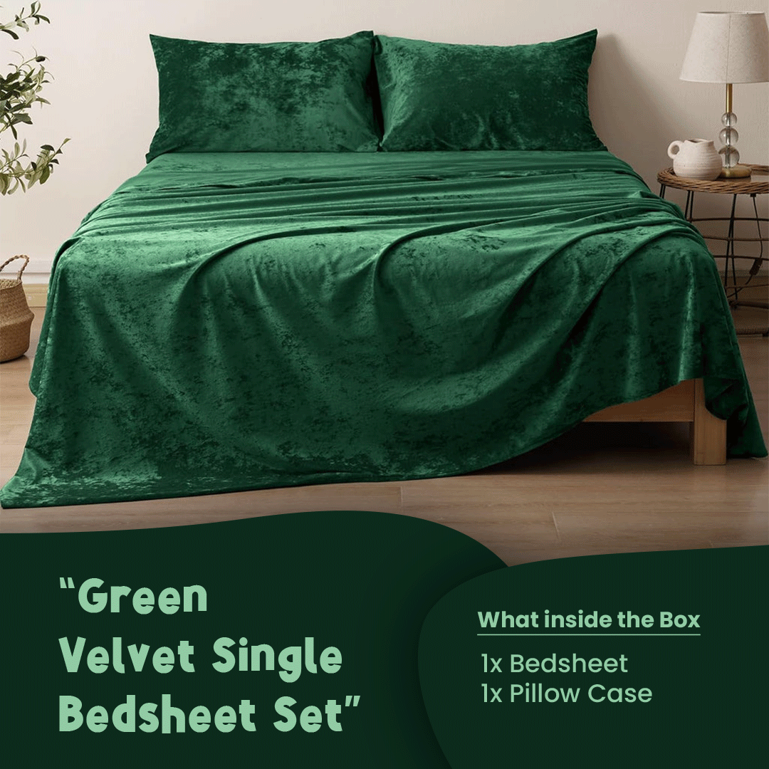 Green Velvet-Luxury Bed Sheet Set