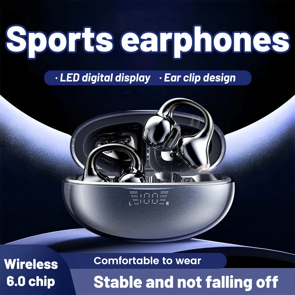 New39 Wireless Bluetooth Earphones 6.0,Ear Clip Headphones,Sports Noise Reduction Headset Voice Call Earbuds,Adults Surprise Gift
