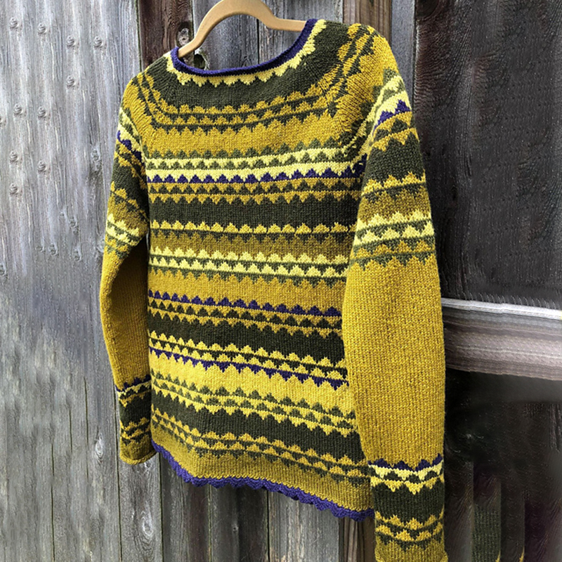 Vintage Icelandic Knit Jacquard Green Fingers Warmth CardiganUnisex