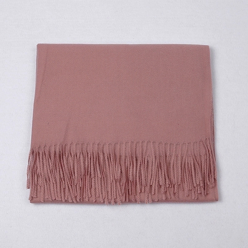 Cashmere Solid Color Scarf Women's Autumn And Winter 220g Explosions Barbed Hair Padded Travel Warm Tassel Shawl