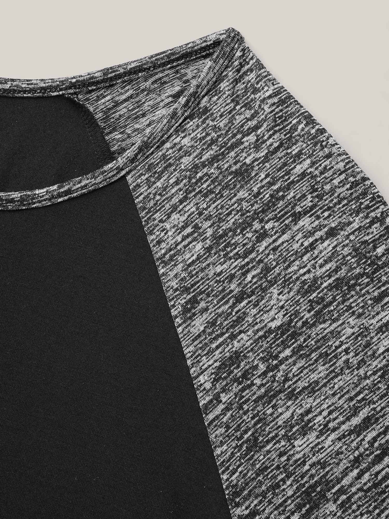 Heather Patchwork Button Detail Stretchy T-Shirt