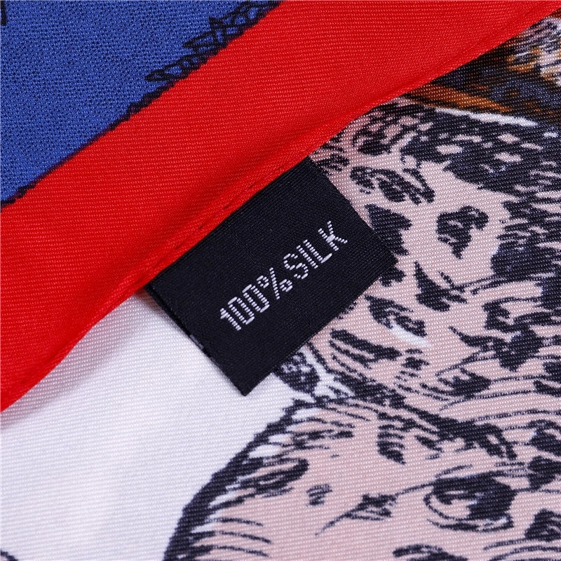 New Style Silk Scarf Forest Animal Print 130cm Twill Silk Large Square Scarf For Ladies