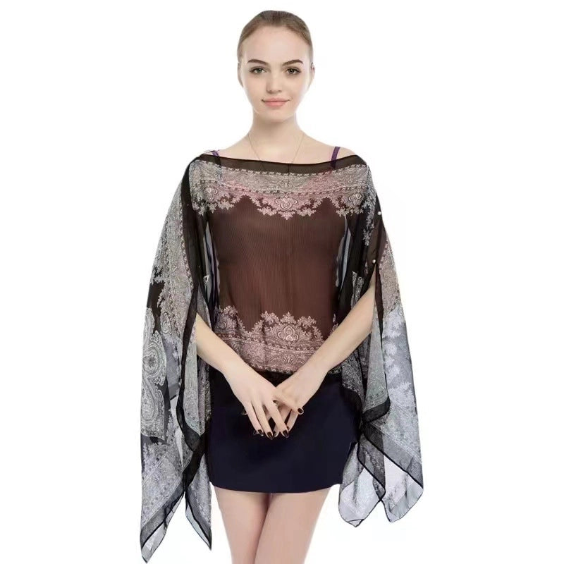 Women's Cute Sweet Printing Polyester Printing Silk Scarf