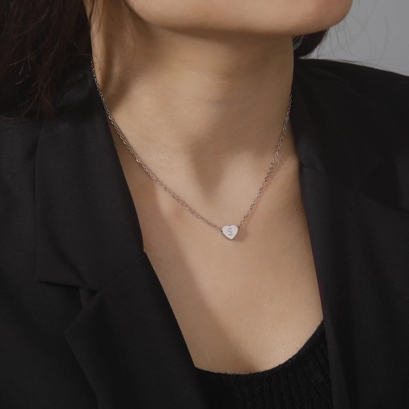 Stainless Steel Titanium Steel Minimalist Letter Heart Shape Plating Pendant Necklace