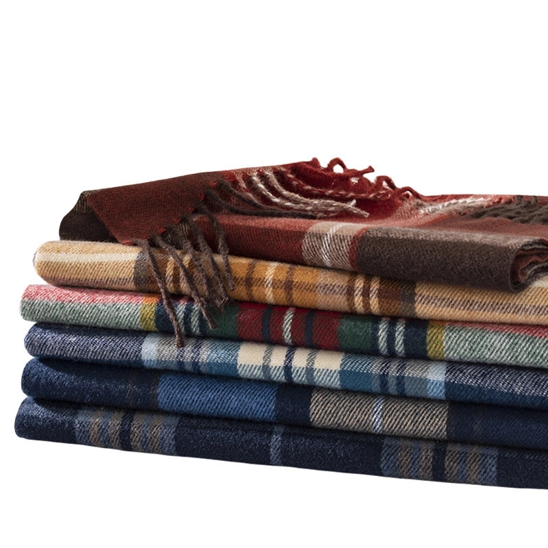 New Ladies Autumn And Winter Cashmere Scarf Fashion Plaid Shawl Warm Cold Scarf