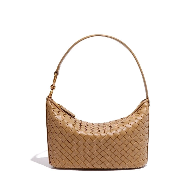 Women's Medium Pu Leather Solid Color Vintage Style Classic Style Dumpling Shape Zipper Straw Bag
