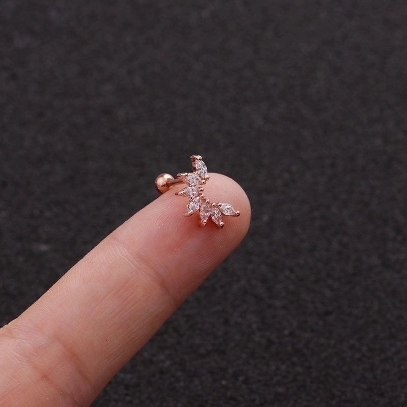 Minimalist Triangle Round Water Droplets Stainless Steel Copper Inlaid Zircon Ear Studs 1 Piece