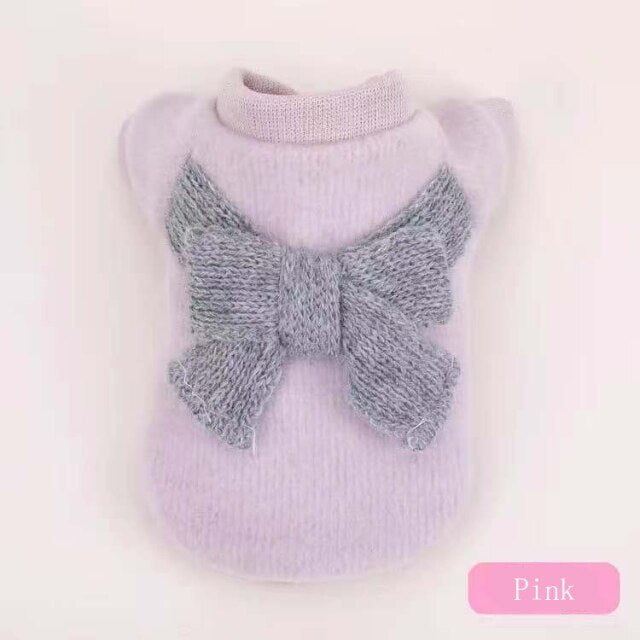 Bowknot Soft Dog Cat Sweater