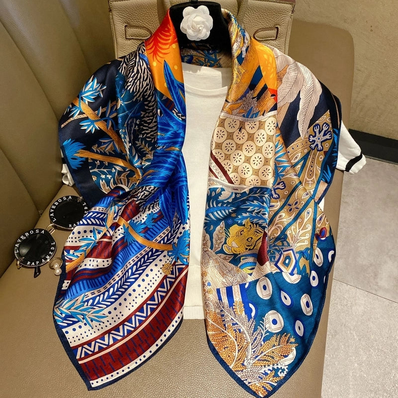 Women's Elegant Minimalist Printing Silk Printing Silk Scarf