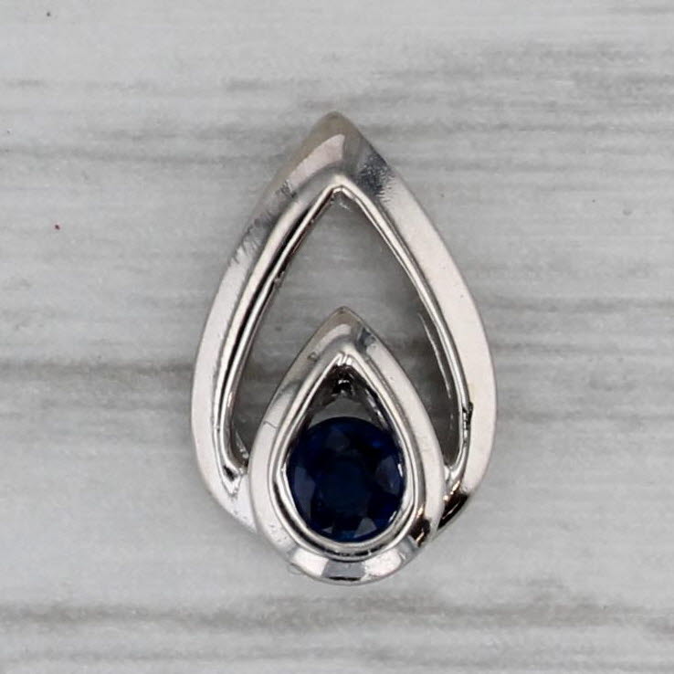 0.10ctw Small Blue Sapphire Teardrop Pendant 900 Platinum