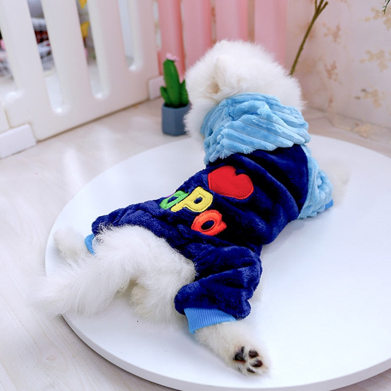 Letter Printed Warm Puppy Coat